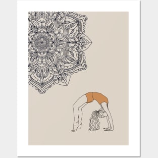 Mandala Minimalist Yoga Girl Posters and Art